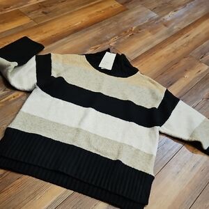 🆕 Striped Black and Tan Sweater